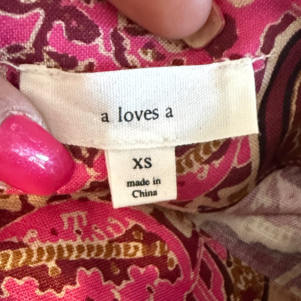 A Loves A (Dillard’s) Paisley linen tiered ruffle Maxi Skirt XS - Picture 5 of 6